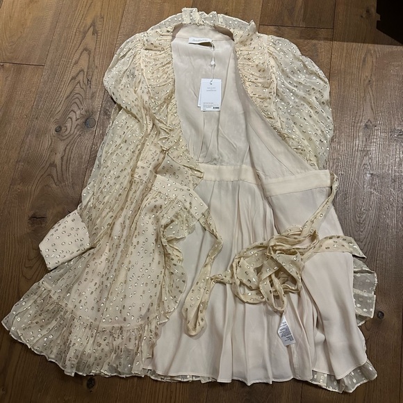 Zimmermann Cream Metallic Dot Long-Sleeve Mini Dress - Picture 11 of 16